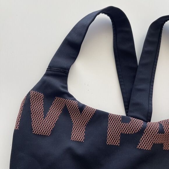 Ivy Park Sports Bra Small Black Fishnet-Style Logo Active Low Impact Racerback - Picture 1 of 8